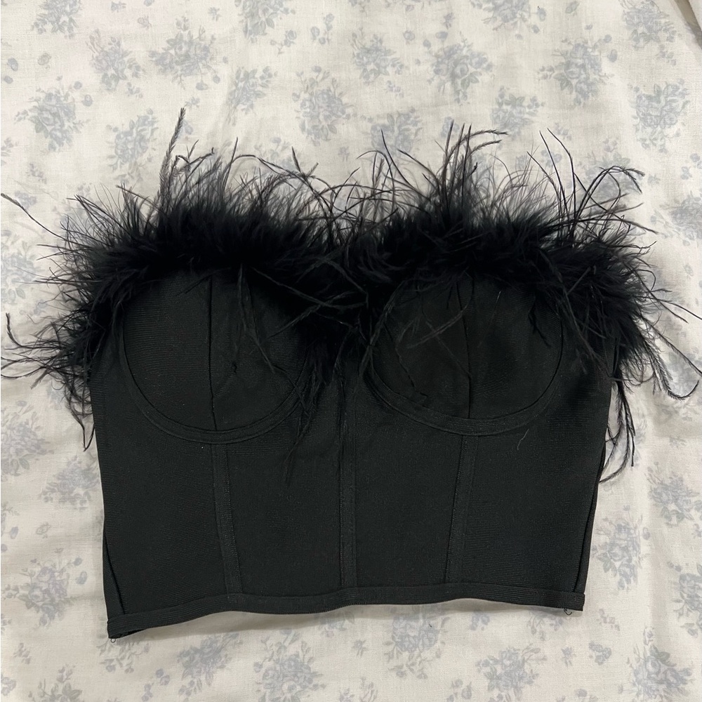 Super down feather corset top
